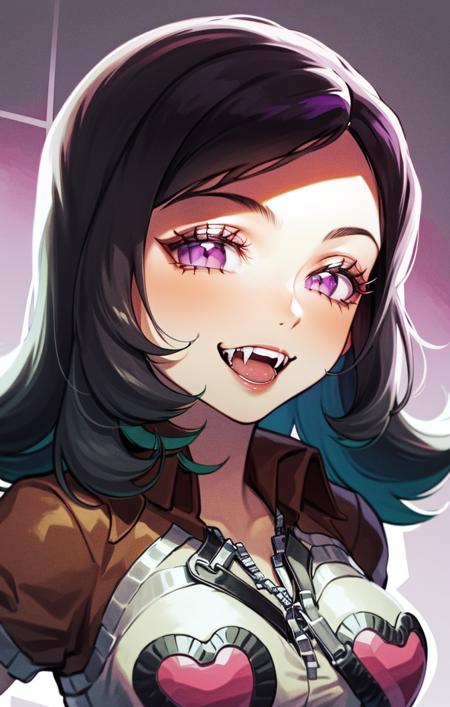 51416-2577189890-face focus, character bust, beautiful, masterpiece, soft lighting, maya amano [persona], purple eyes, black hair, fangs, happy e.png